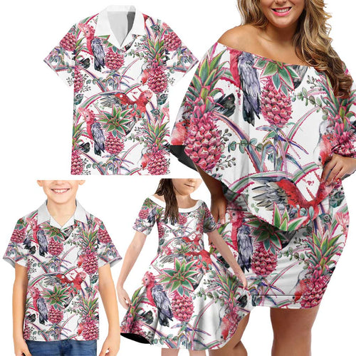 Australia Pink Galah Family Matching Off Shoulder Short Dress and Hawaiian Shirt Rose-breasted Cockatoo Pineapple Seamless Vibes - Aussie Hoodie