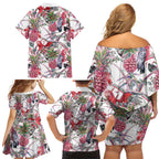 Australia Pink Galah Family Matching Off Shoulder Short Dress and Hawaiian Shirt Rose-breasted Cockatoo Pineapple Seamless Vibes - Aussie Hoodie