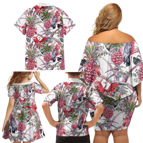 Australia Pink Galah Family Matching Off Shoulder Short Dress and Hawaiian Shirt Rose-breasted Cockatoo Pineapple Seamless Vibes - Aussie Hoodie