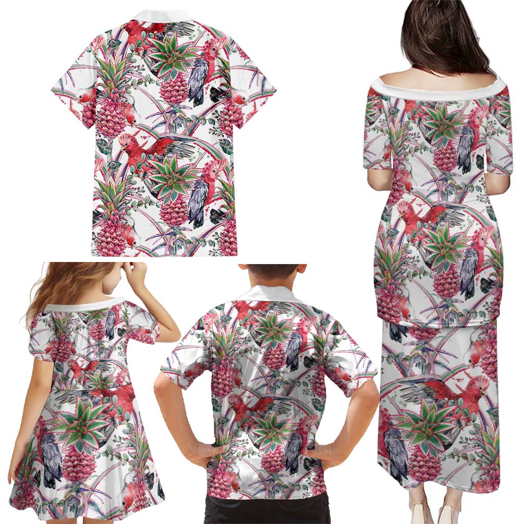 Australia Pink Galah Family Matching Puletasi and Hawaiian Shirt Rose-breasted Cockatoo Pineapple Seamless Vibes - Aussie Hoodie