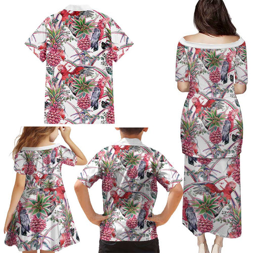 Australia Pink Galah Family Matching Puletasi and Hawaiian Shirt Rose-breasted Cockatoo Pineapple Seamless Vibes - Aussie Hoodie