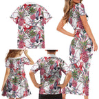 Australia Pink Galah Family Matching Short Sleeve Bodycon Dress and Hawaiian Shirt Rose-breasted Cockatoo Pineapple Seamless Vibes - Aussie Hoodie