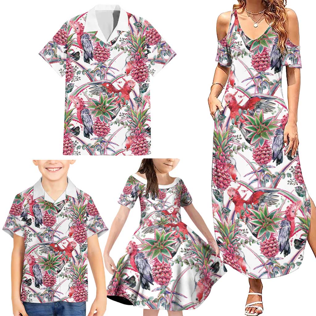 Australia Pink Galah Family Matching Summer Maxi Dress and Hawaiian Shirt Rose-breasted Cockatoo Pineapple Seamless Vibes - Aussie Hoodie