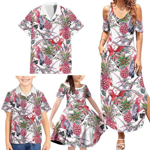 Australia Pink Galah Family Matching Summer Maxi Dress and Hawaiian Shirt Rose-breasted Cockatoo Pineapple Seamless Vibes - Aussie Hoodie