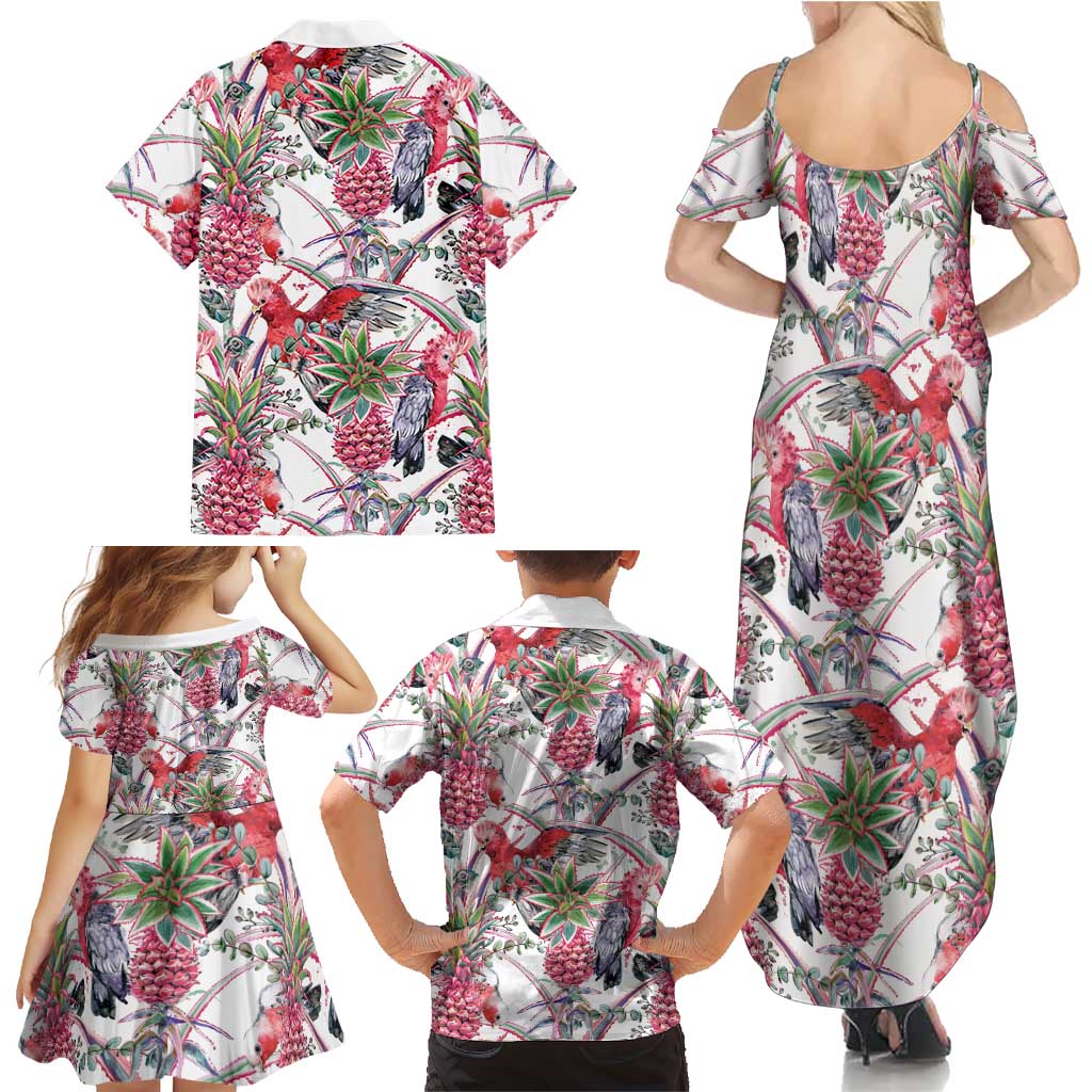 Australia Pink Galah Family Matching Summer Maxi Dress and Hawaiian Shirt Rose-breasted Cockatoo Pineapple Seamless Vibes - Aussie Hoodie