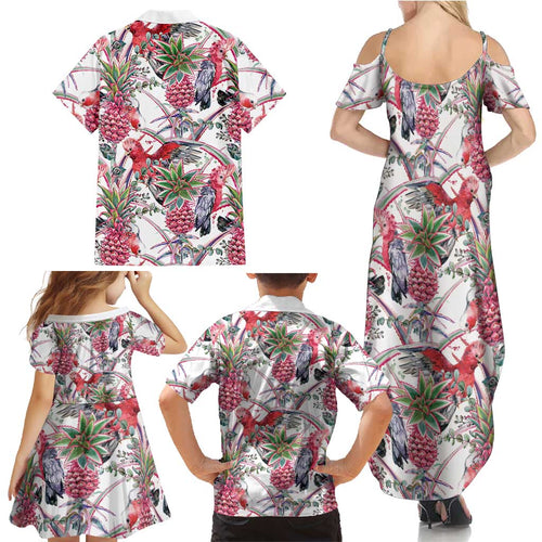Australia Pink Galah Family Matching Summer Maxi Dress and Hawaiian Shirt Rose-breasted Cockatoo Pineapple Seamless Vibes - Aussie Hoodie