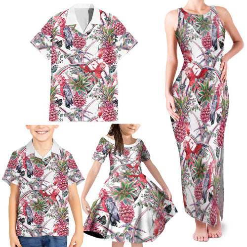 Australia Pink Galah Family Matching Tank Maxi Dress and Hawaiian Shirt Rose-breasted Cockatoo Pineapple Seamless Vibes - Aussie Hoodie