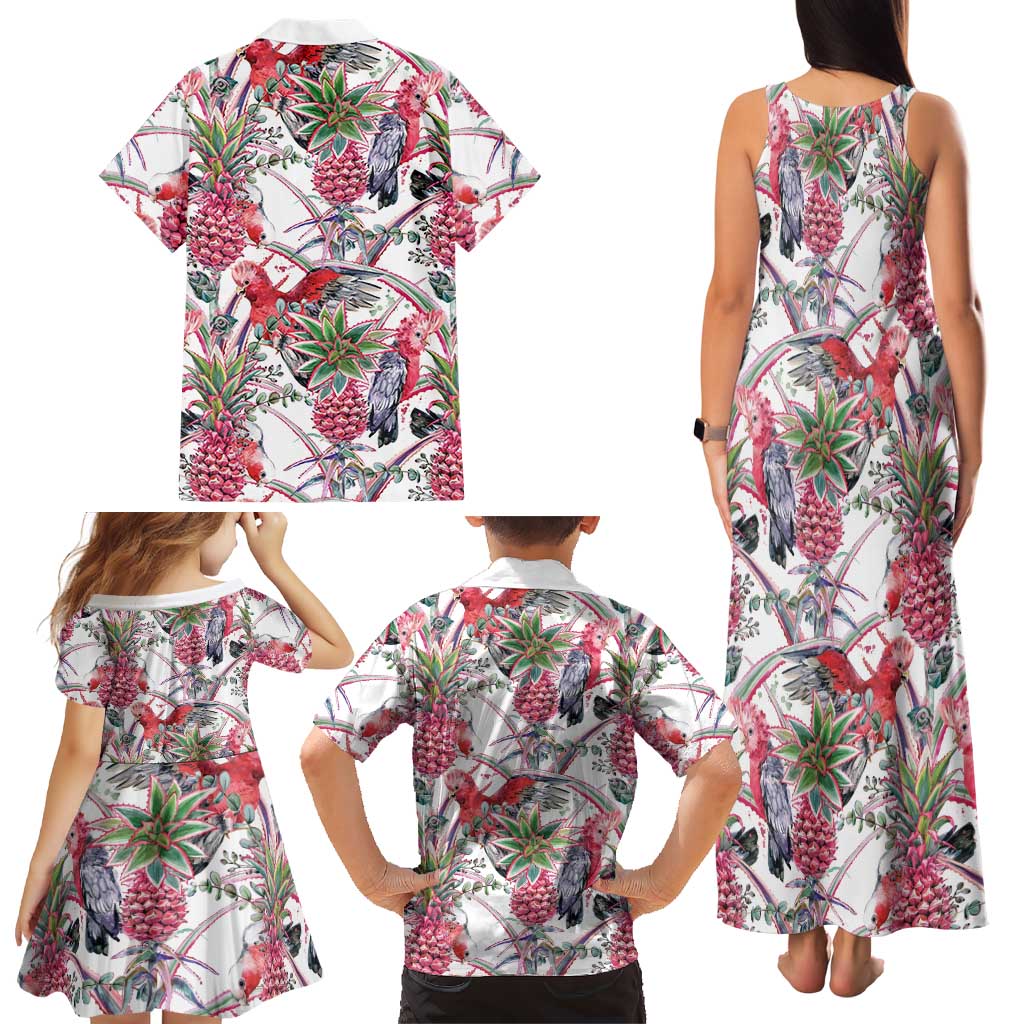 Australia Pink Galah Family Matching Tank Maxi Dress and Hawaiian Shirt Rose-breasted Cockatoo Pineapple Seamless Vibes - Aussie Hoodie