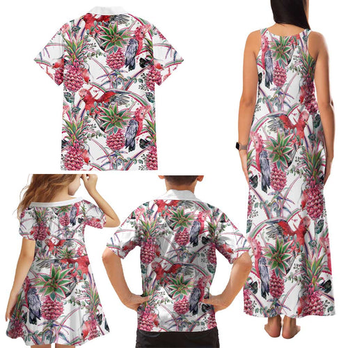 Australia Pink Galah Family Matching Tank Maxi Dress and Hawaiian Shirt Rose-breasted Cockatoo Pineapple Seamless Vibes - Aussie Hoodie