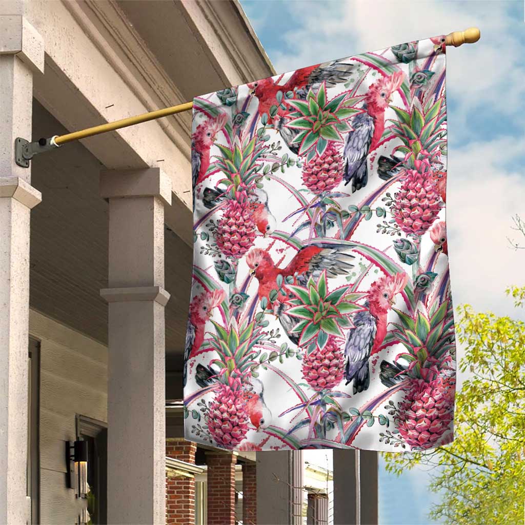 Australia Pink Galah Garden Flag Rose-breasted Cockatoo Pineapple Seamless Vibes - Aussie Hoodie