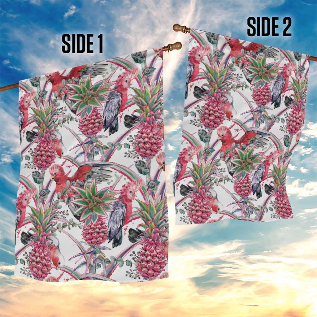 Australia Pink Galah Garden Flag Rose-breasted Cockatoo Pineapple Seamless Vibes - Aussie Hoodie