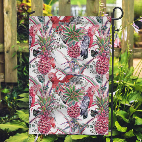 Australia Pink Galah Garden Flag Rose-breasted Cockatoo Pineapple Seamless Vibes - Aussie Hoodie