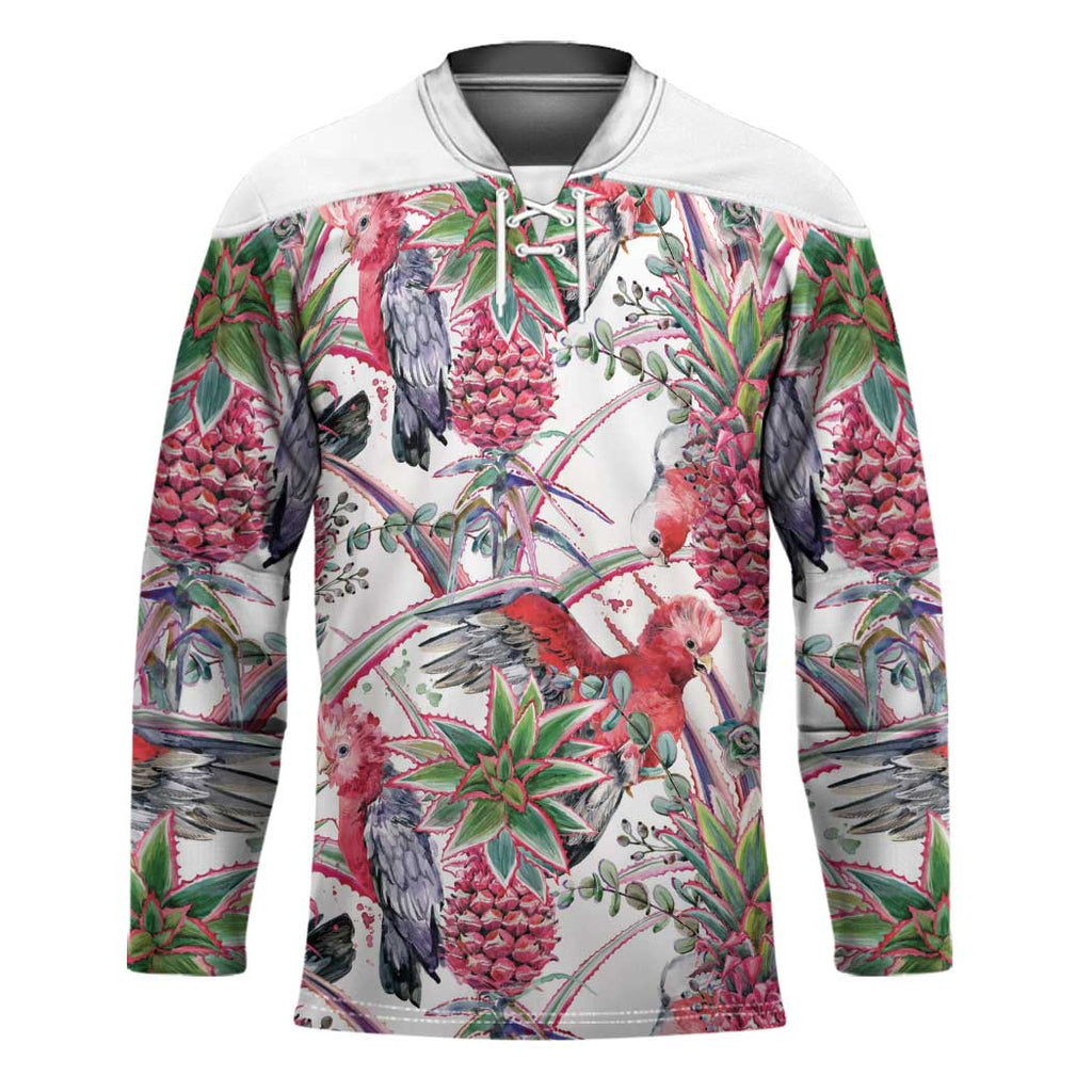 Australia Pink Galah Hockey Jersey Rose-breasted Cockatoo Pineapple Seamless Vibes - Aussie Hoodie