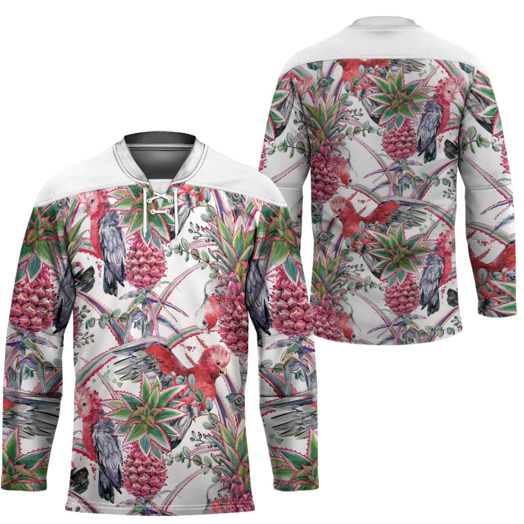 Australia Pink Galah Hockey Jersey Rose-breasted Cockatoo Pineapple Seamless Vibes - Aussie Hoodie