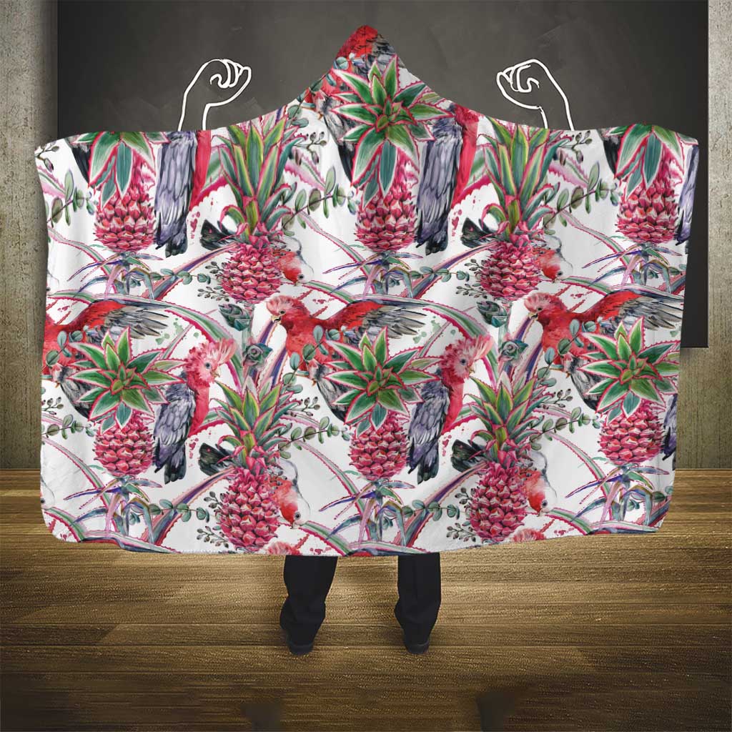 Australia Pink Galah Hooded Blanket Rose-breasted Cockatoo Pineapple Seamless Vibes - Aussie Hoodie