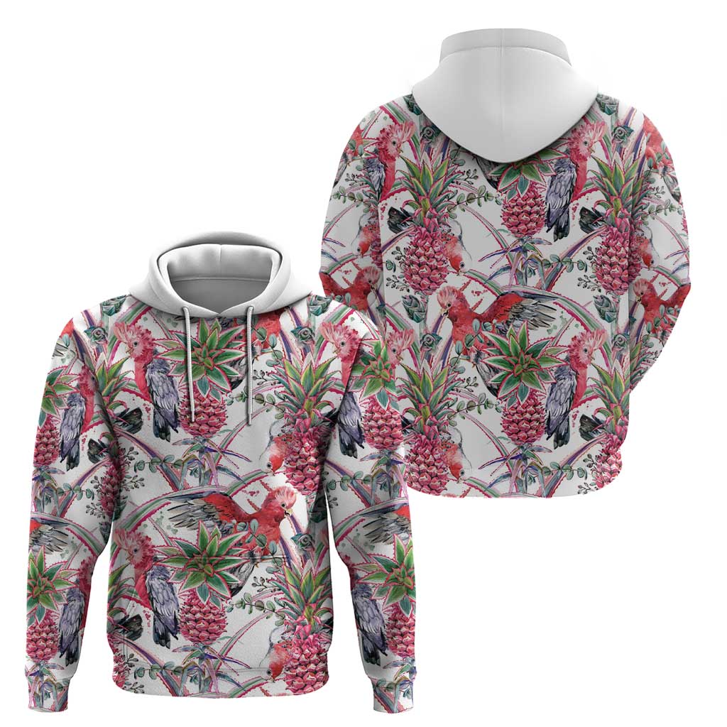 Australia Pink Galah Hoodie Rose-breasted Cockatoo Pineapple Seamless Vibes - Aussie Hoodie