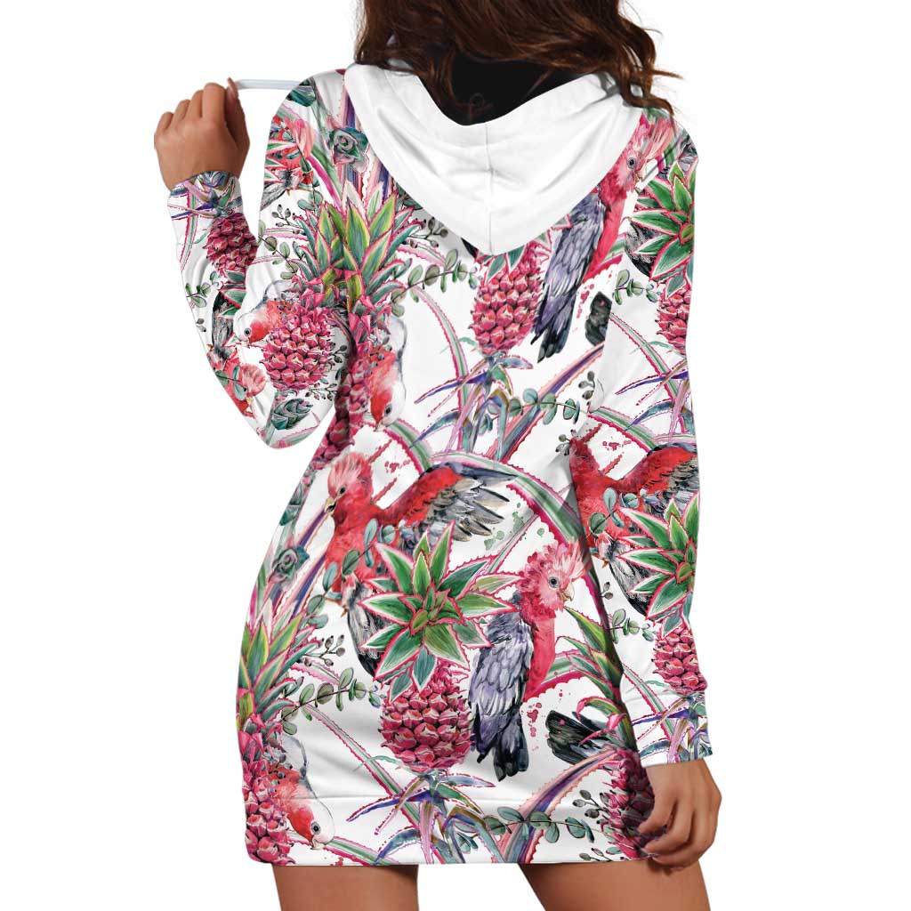 Australia Pink Galah Hoodie Dress Rose-breasted Cockatoo Pineapple Seamless Vibes - Aussie Hoodie