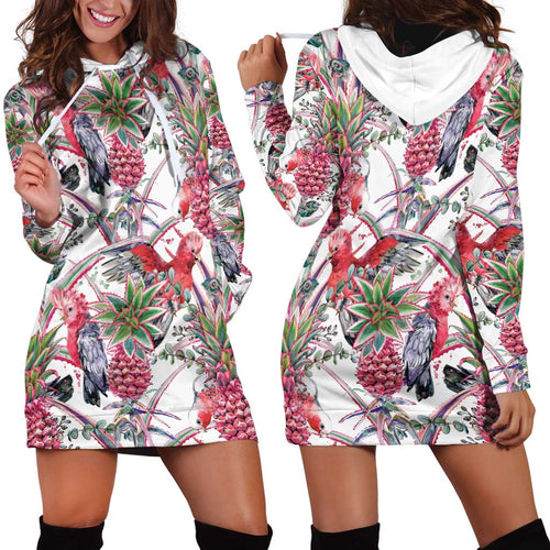 Australia Pink Galah Hoodie Dress Rose-breasted Cockatoo Pineapple Seamless Vibes - Aussie Hoodie