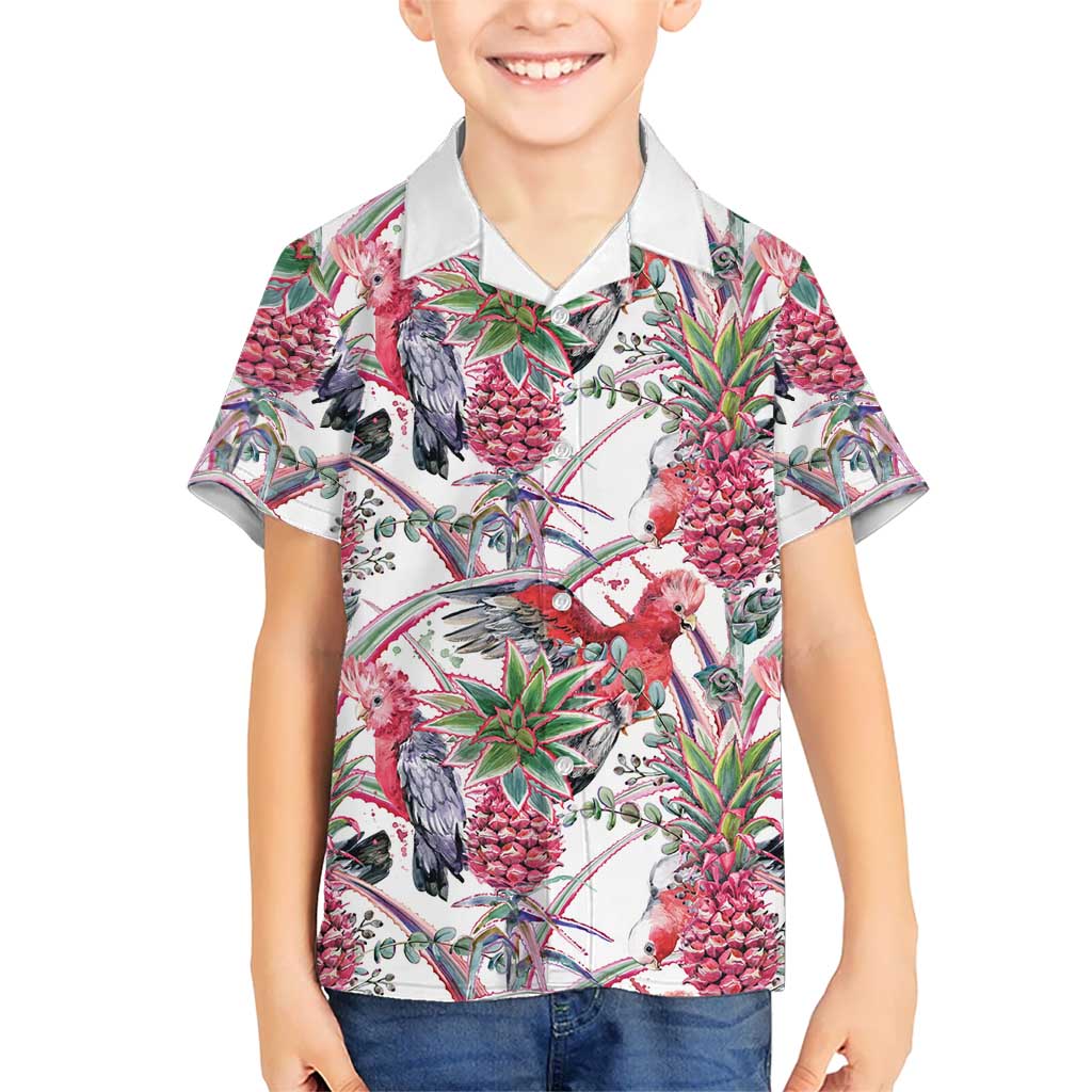Australia Pink Galah Kid Hawaiian Shirt Rose-breasted Cockatoo Pineapple Seamless Vibes - Aussie Hoodie