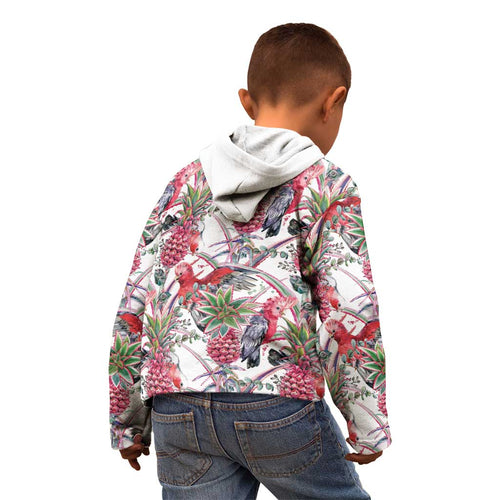 Australia Pink Galah Kid Hoodie Rose-breasted Cockatoo Pineapple Seamless Vibes - Aussie Hoodie