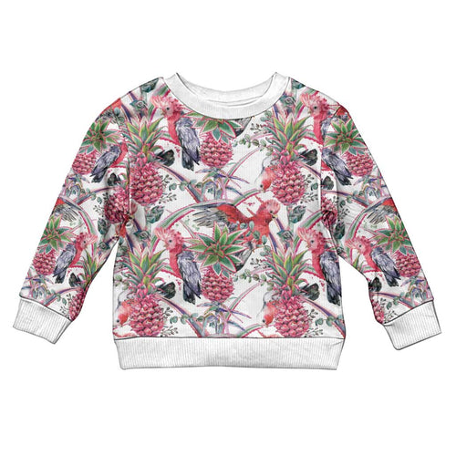 Australia Pink Galah Kid Ugly Christmas Sweater Rose-breasted Cockatoo Pineapple Seamless Vibes - Aussie Hoodie