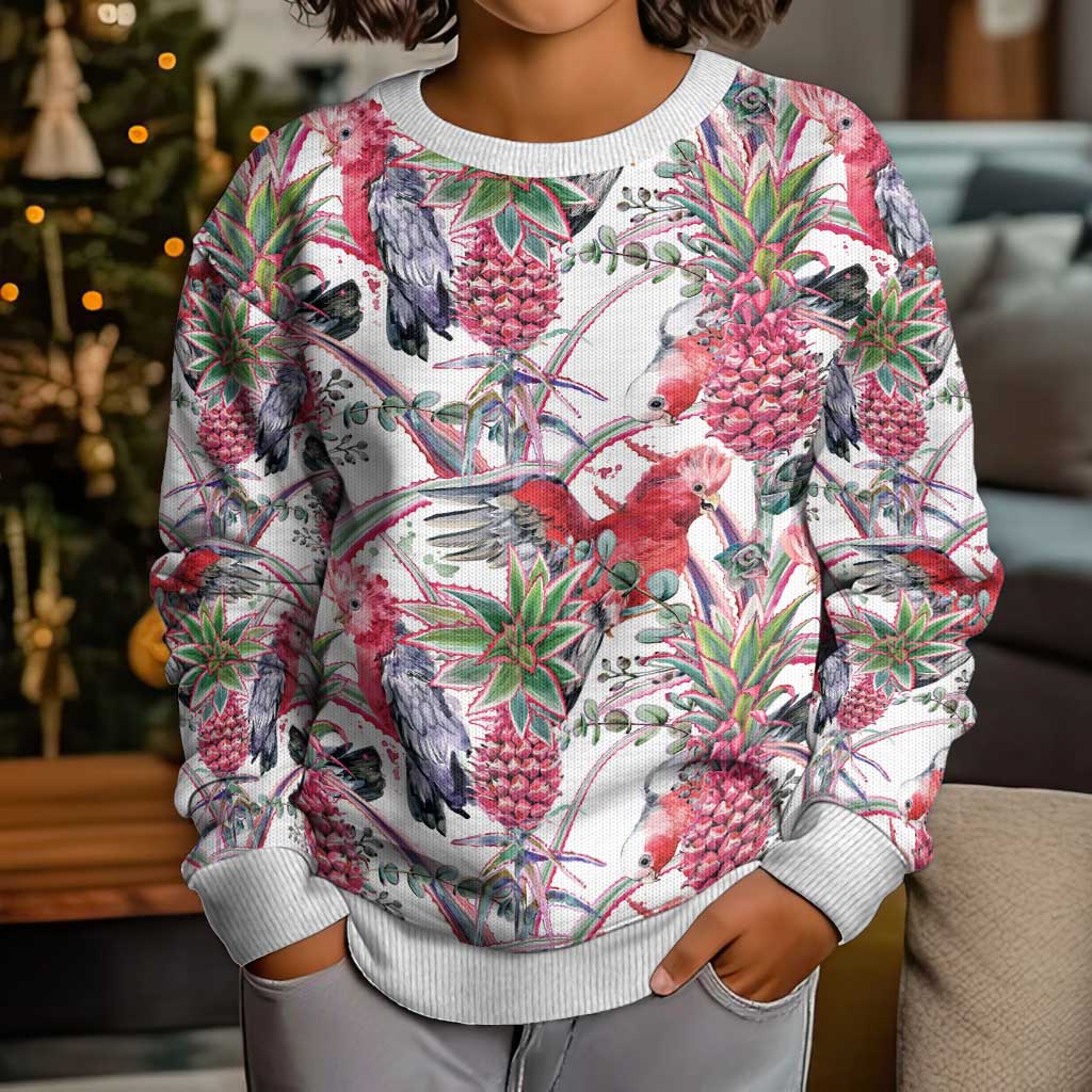Australia Pink Galah Kid Ugly Christmas Sweater Rose-breasted Cockatoo Pineapple Seamless Vibes - Aussie Hoodie