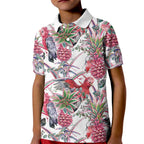 Australia Pink Galah Kid Polo Shirt Rose-breasted Cockatoo Pineapple Seamless Vibes - Aussie Hoodie