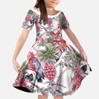 Australia Pink Galah Kid Short Sleeve Dress Rose-breasted Cockatoo Pineapple Seamless Vibes - Aussie Hoodie