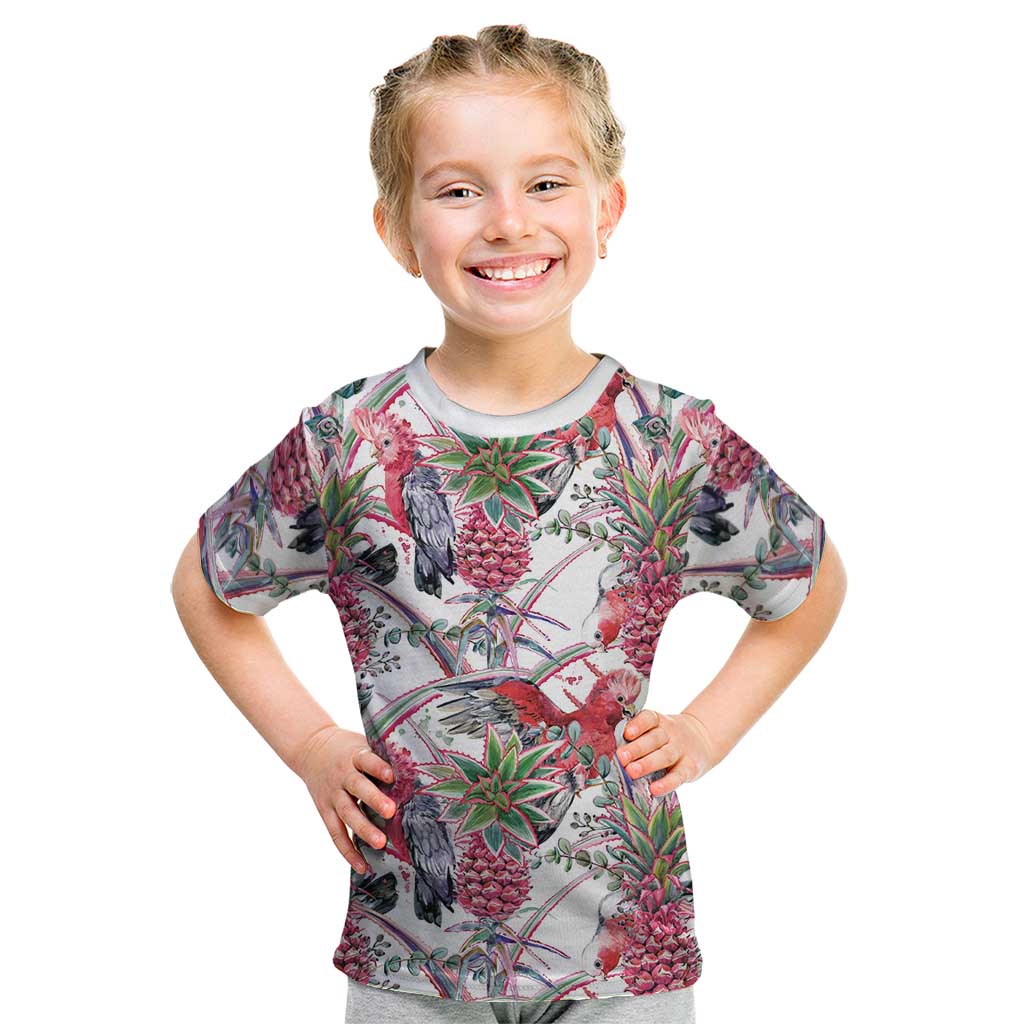 Australia Pink Galah Kid T Shirt Rose-breasted Cockatoo Pineapple Seamless Vibes - Aussie Hoodie