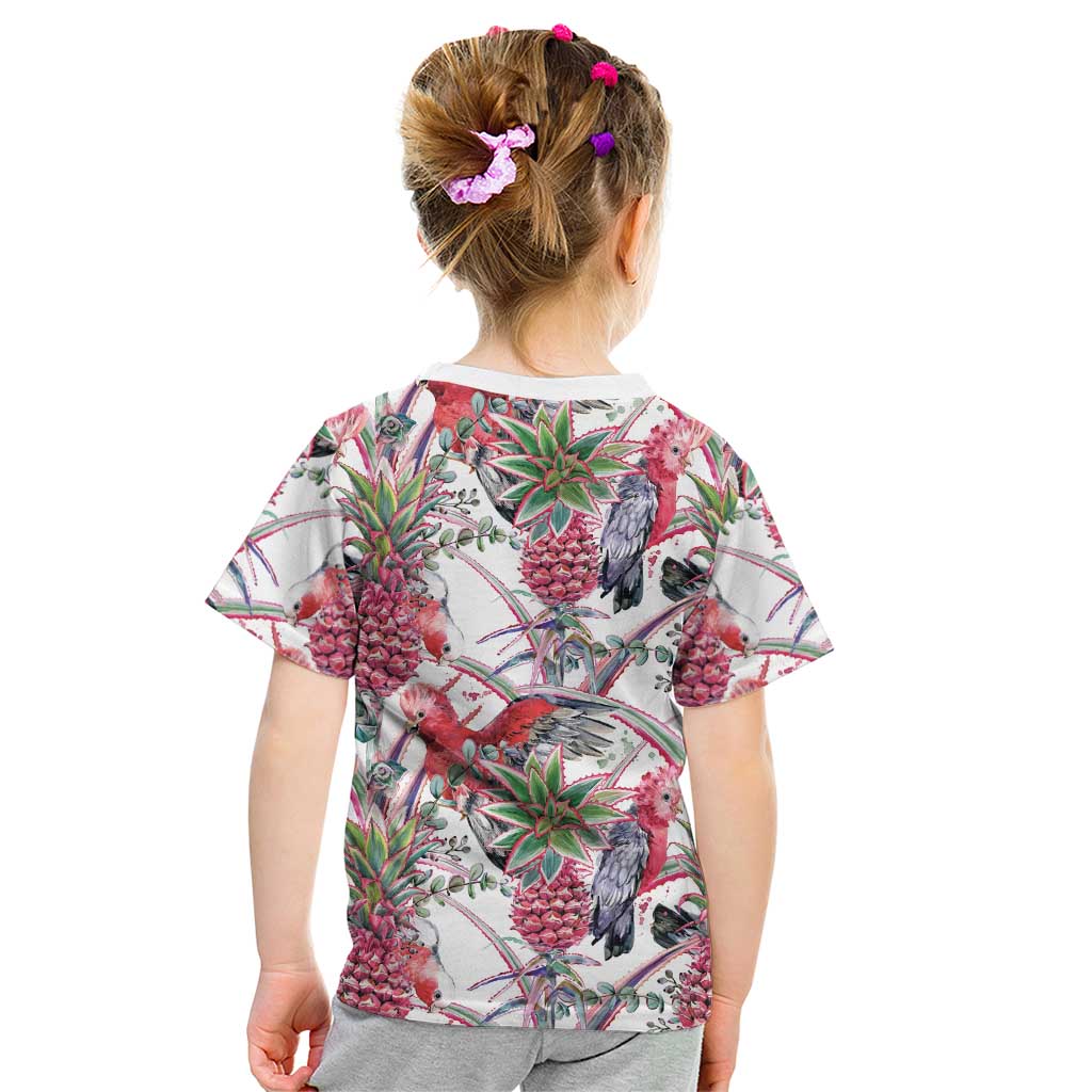 Australia Pink Galah Kid T Shirt Rose-breasted Cockatoo Pineapple Seamless Vibes - Aussie Hoodie