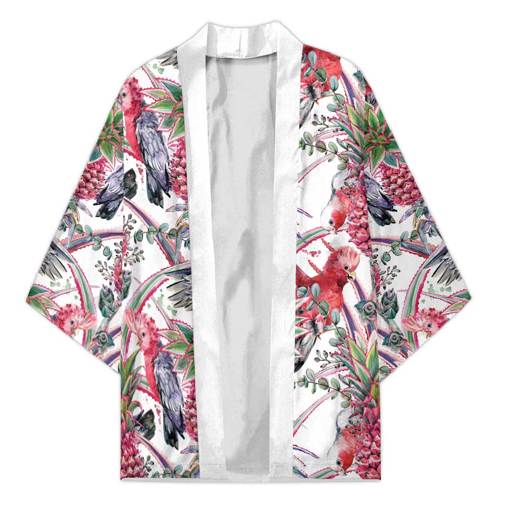 Australia Pink Galah Kimono Rose-breasted Cockatoo Pineapple Seamless Vibes - Aussie Hoodie
