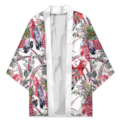 Australia Pink Galah Kimono Rose-breasted Cockatoo Pineapple Seamless Vibes - Aussie Hoodie