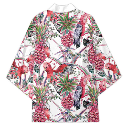 Australia Pink Galah Kimono Rose-breasted Cockatoo Pineapple Seamless Vibes - Aussie Hoodie