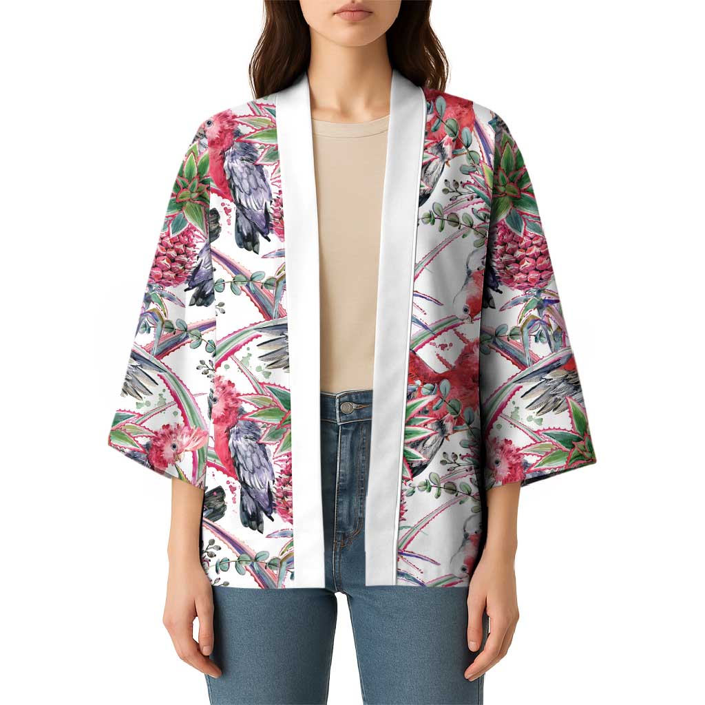 Australia Pink Galah Kimono Rose-breasted Cockatoo Pineapple Seamless Vibes - Aussie Hoodie