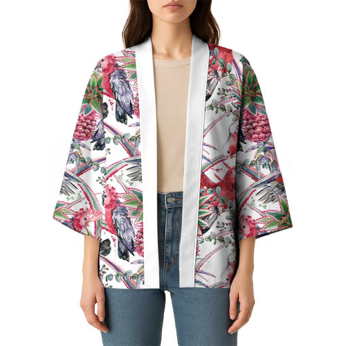 Australia Pink Galah Kimono Rose-breasted Cockatoo Pineapple Seamless Vibes - Aussie Hoodie