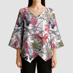 Australia Pink Galah Kimono Sleeve Blouse Rose-breasted Cockatoo Pineapple Seamless Vibes - Aussie Hoodie