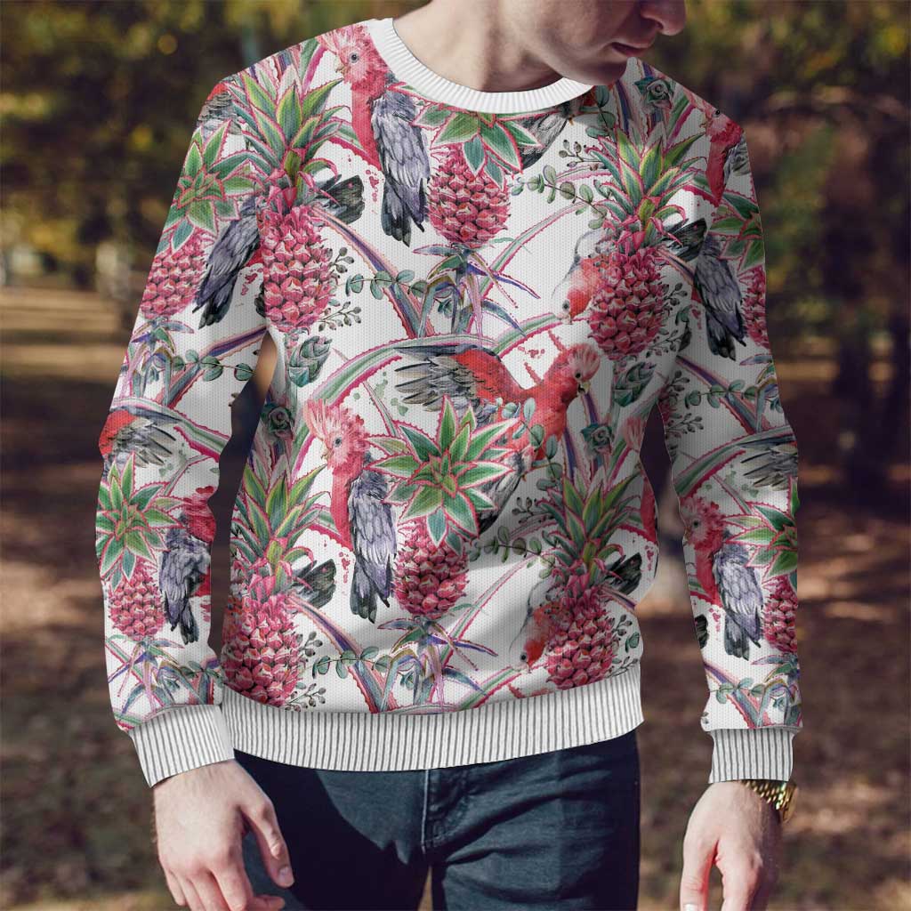 Australia Pink Galah Ugly Christmas Sweater Rose-breasted Cockatoo Pineapple Seamless Vibes - Aussie Hoodie