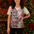 Australia Pink Galah Christmas Knitted V-Neck Vest Rose-breasted Cockatoo Pineapple Seamless Vibes - Aussie Hoodie