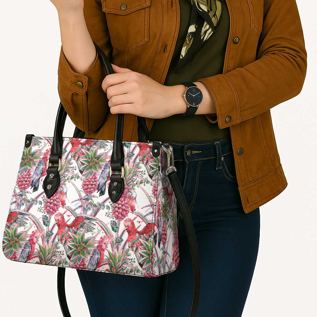 Australia Pink Galah Leather Bag Rose-breasted Cockatoo Pineapple Seamless Vibes - Aussie Hoodie