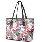Australia Pink Galah Leather Tote Bag Rose-breasted Cockatoo Pineapple Seamless Vibes - Aussie Hoodie