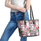 Australia Pink Galah Leather Tote Bag Rose-breasted Cockatoo Pineapple Seamless Vibes - Aussie Hoodie