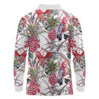 Australia Pink Galah Long Sleeve Polo Shirt Rose-breasted Cockatoo Pineapple Seamless Vibes - Aussie Hoodie