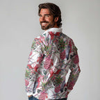 Australia Pink Galah Long Sleeve Polo Shirt Rose-breasted Cockatoo Pineapple Seamless Vibes - Aussie Hoodie