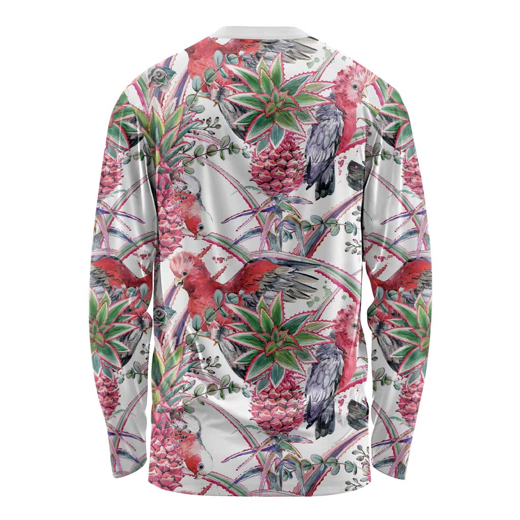 Australia Pink Galah Long Sleeve Shirt Rose-breasted Cockatoo Pineapple Seamless Vibes - Aussie Hoodie