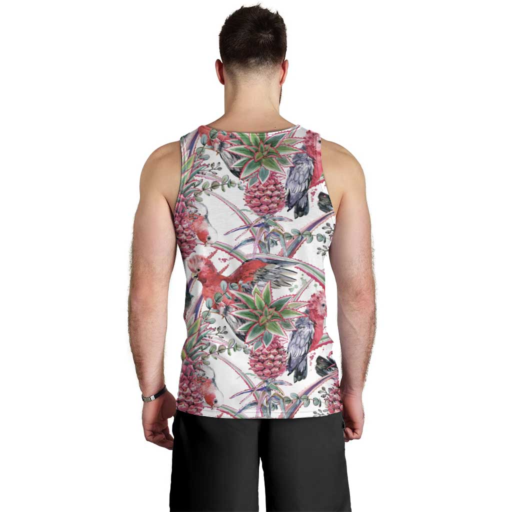 Australia Pink Galah Men Tank Top Rose-breasted Cockatoo Pineapple Seamless Vibes - Aussie Hoodie