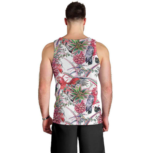 Australia Pink Galah Men Tank Top Rose-breasted Cockatoo Pineapple Seamless Vibes - Aussie Hoodie