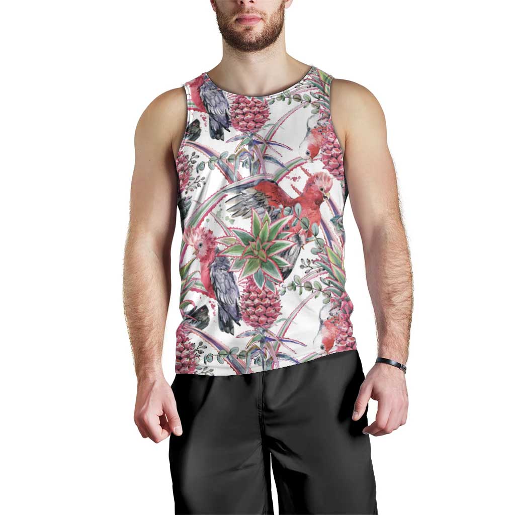 Australia Pink Galah Men Tank Top Rose-breasted Cockatoo Pineapple Seamless Vibes - Aussie Hoodie
