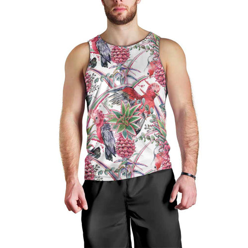 Australia Pink Galah Men Tank Top Rose-breasted Cockatoo Pineapple Seamless Vibes - Aussie Hoodie