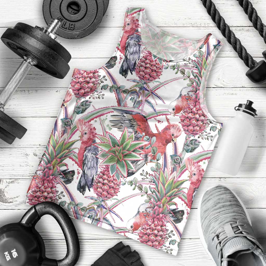 Australia Pink Galah Men Tank Top Rose-breasted Cockatoo Pineapple Seamless Vibes - Aussie Hoodie