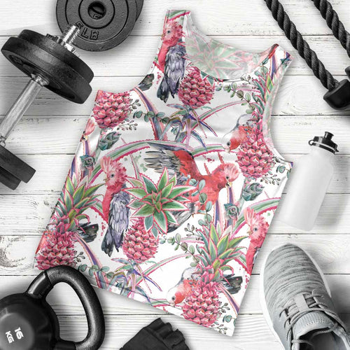 Australia Pink Galah Men Tank Top Rose-breasted Cockatoo Pineapple Seamless Vibes - Aussie Hoodie